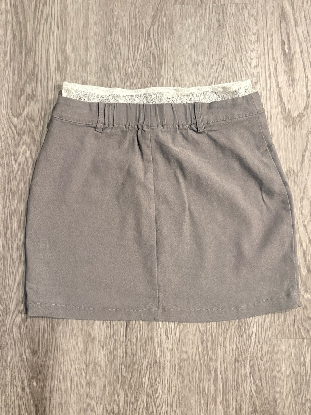 Wild Fable Grey Mini Skirt with White Lace Trim
